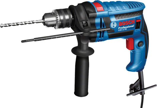 Máy khoan động lực dùng dây Bosch GSB 13 RE có tay cầm bên hông.