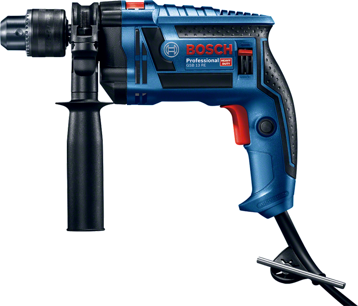 Máy khoan động lực Bosch GSB 13 RE có tay cầm bên hông.