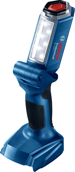 Đèn làm việc không dây Bosch GLI180-LI, đầu đèn có thể điều chỉnh.
