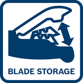 Dao tiện ích Bosch có thể thu gọn và có chỗ cất lưỡi dao dự phòng.