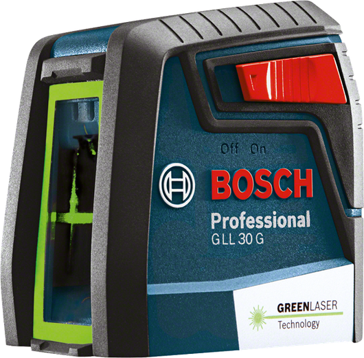 Máy cân bằng laser Bosch GLL 30 G với tia laser màu xanh lá cây.