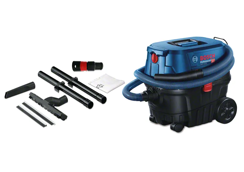 Máy hút bụi khô và ướt Bosch GAS 12-25 có phụ kiện.