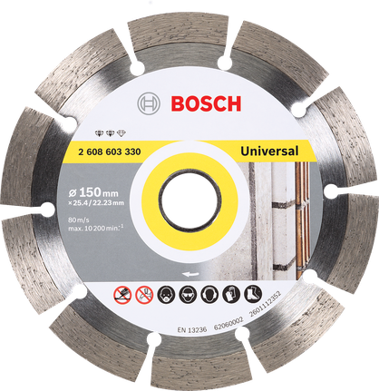Đĩa cắt kim cương Bosch 150mm được phân đoạn để sử dụng phổ biến.