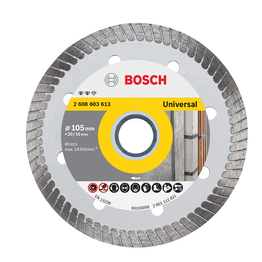 Đĩa cắt kim cương đa năng Bosch 105mm dùng trong xây dựng.