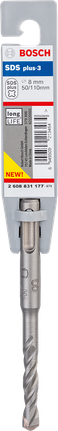 Mũi khoan Bosch SDS plus-3 8mm dùng để khoan tường có tuổi thọ cao.