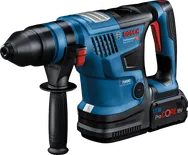 Máy khoan búa Bosch GBH 18V-34 CF có hộp đựng và đầu kẹp.