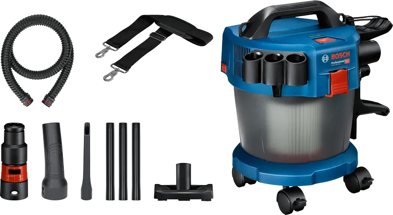 Máy hút bụi khô ướt không dây Bosch GAS 18V-10L kèm phụ kiện.