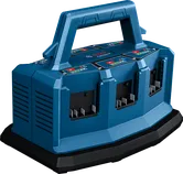Bộ sạc Bosch GAL 18V6-80 có sáu khe cắm pin.