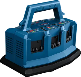 Bộ sạc Bosch GAL 18V6-80 có sáu khe cắm pin.