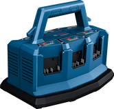 Bộ sạc Bosch GAL 18V6-80 có sáu khe cắm pin.