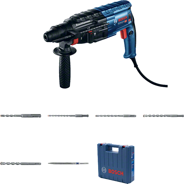 Máy khoan búa quay Bosch GBH 2-24 DRE có hộp đựng.