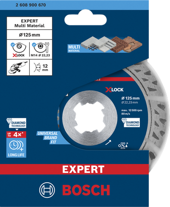 EXPERT MultiMaterial Đĩa cắt kim cương Bosch EXPERT MultiMaterial X-LOCK 125×22,23×2,4×12 mm