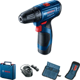 Bộ máy khoan không dây Bosch GSR 120-LI kèm phụ kiện.