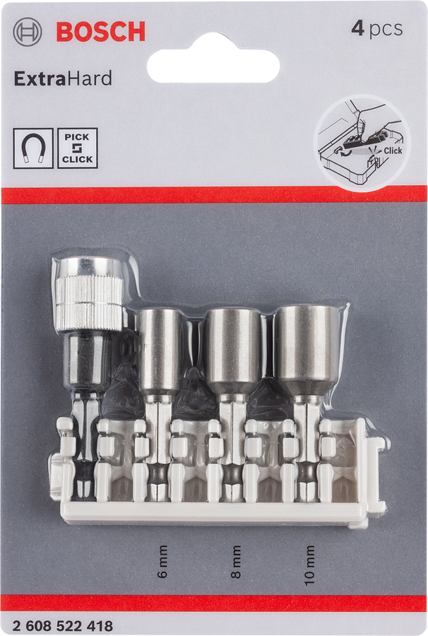 Bộ đầu tuýp Bosch ExtraHard 6 mm 8 mm 10 mm.