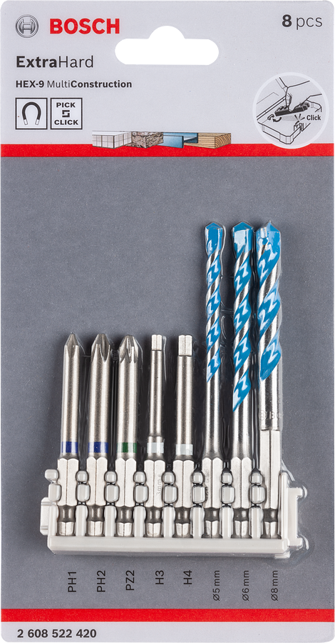 Bộ tua vít và mũi khoan 8 món Pick & Click Bosch .