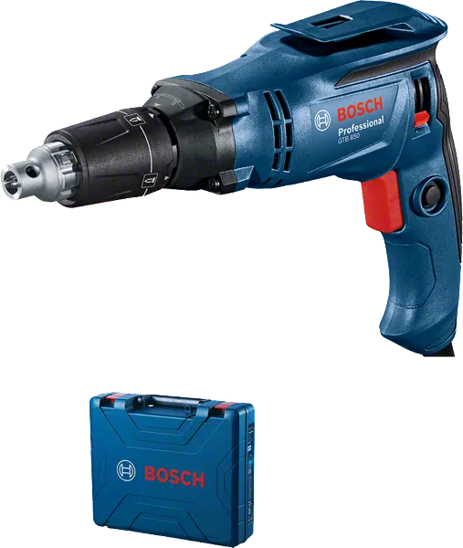 Máy vặn vít tường Bosch GTB 650 có hộp đựng.