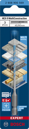 Mũi khoan Bosch EXPERT HEX-9 3×45×90 mm.