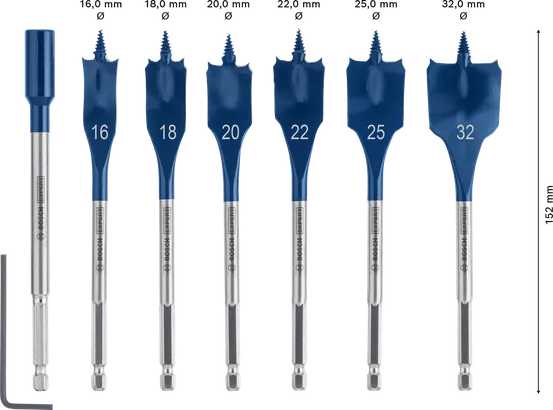 Bộ mũi khoan xẻng tự cắt tốc độ Bosch EXPERT 7 món.