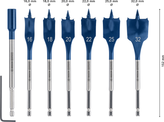 Bộ mũi khoan xẻng tự cắt tốc độ Bosch EXPERT 7 món.