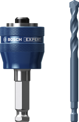 EXPERT Power Change Plus với Mũi khoan định tâm Máy cưa lỗ Bosch EXPERT Power Change Plus và máy khoan TCT.