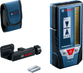 Máy thu laser Bosch LR 7 có kẹp và túi đựng.