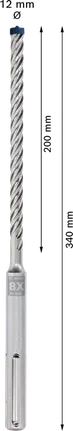 Mũi khoan búa EXPERT SDS max-8X 12 x 200 x 340 mm Mũi khoan búa Bosch EXPERT SDS max-8X 12x200x340 mm.