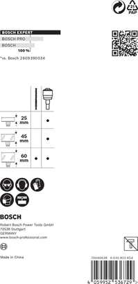 Trục cưa lỗ Bosch EXPERT 11 mm, mũi khoan TCT 8,5×105 mm.