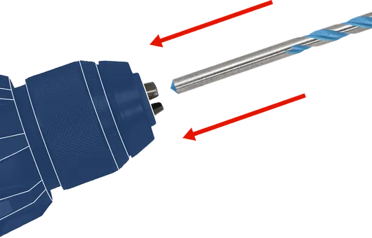 Mũi khoan đang được lắp vào đầu kẹp máy khoan điện.