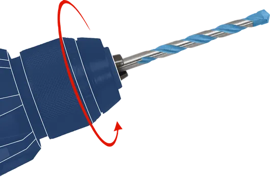 Đầu khoan quay làm quay mũi khoan xây để phục vụ cho mục đích khoan.