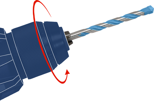 Đầu khoan quay làm quay mũi khoan xây để phục vụ cho mục đích khoan.