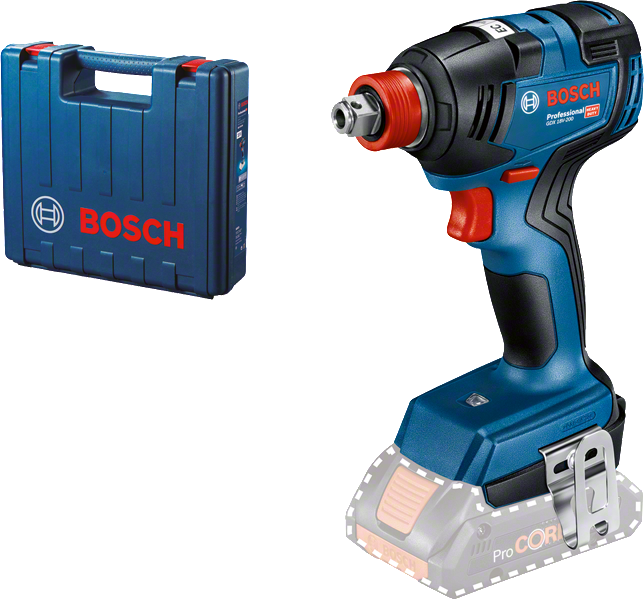 Máy vặn vít dùng pin Bosch GDX 18V-200 có hộp đựng.