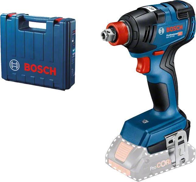 Máy vặn vít dùng pin Bosch GDX 18V-200 có hộp đựng.
