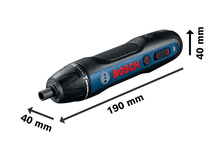 Máy vặn vít không dây Bosch GO, nhỏ gọn, dài 190 mm.