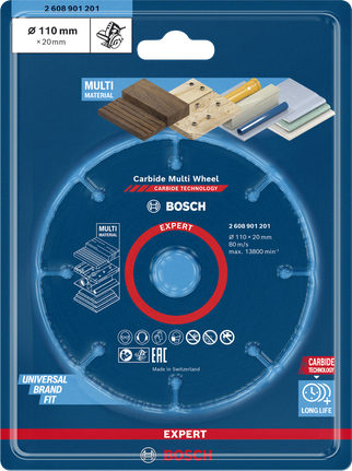 Đá cắt EXPERT Carbide Multi Wheel 110 mm, 20 mm Đĩa cắt Bosch EXPERT Multi Material 110×20 mm.