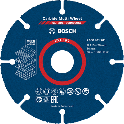 Đá cắt EXPERT Carbide Multi Wheel 110 mm, 20 mm Đĩa cắt cacbua đa vật liệu Bosch EXPERT 110x20mm.