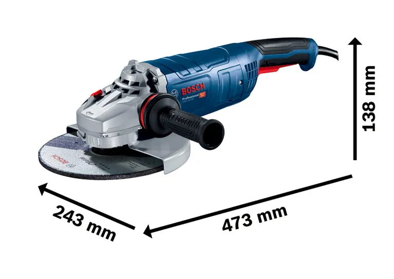 Máy mài góc Bosch GWS 24-230 có tay cầm bên hông tiện dụng.