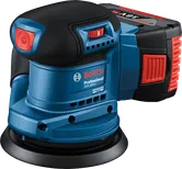 Máy chà nhám quỹ đạo ngẫu nhiên Bosch GEX 185-LI có đệm chà nhám 125mm.