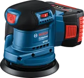 Máy chà nhám quỹ đạo ngẫu nhiên Bosch GEX 185-LI có đệm chà nhám 125mm.