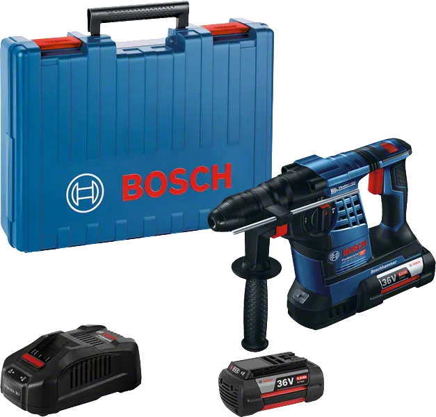 GBH 36 V-LI Plus Máy khoan búa dùng pin Bosch GBH 36 V-LI Plus có hộp đựng.