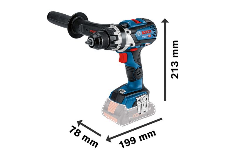 Máy khoan pin Bosch GSR 18V-110 C có nhiều kích thước.