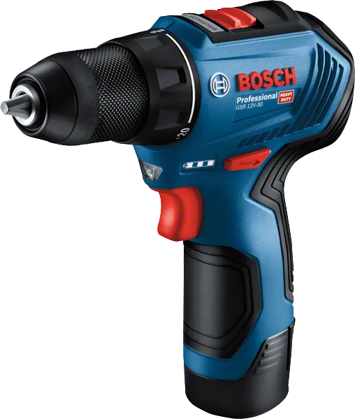 Máy khoan pin Bosch GSR 12V-30 có đầu kẹp kim loại.
