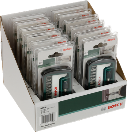 Bộ tua vít 12 món Bosch được trưng bày bán lẻ.