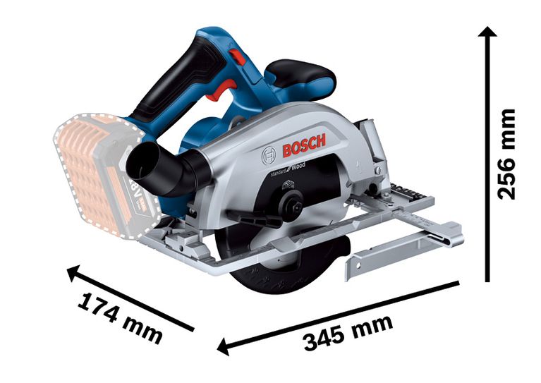 Máy cưa tròn dùng pin Bosch GKS 185-LI dùng để cưa gỗ.