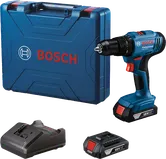 Bộ máy khoan pin Bosch GSB 18V-45 kèm hộp đựng và bộ sạc.