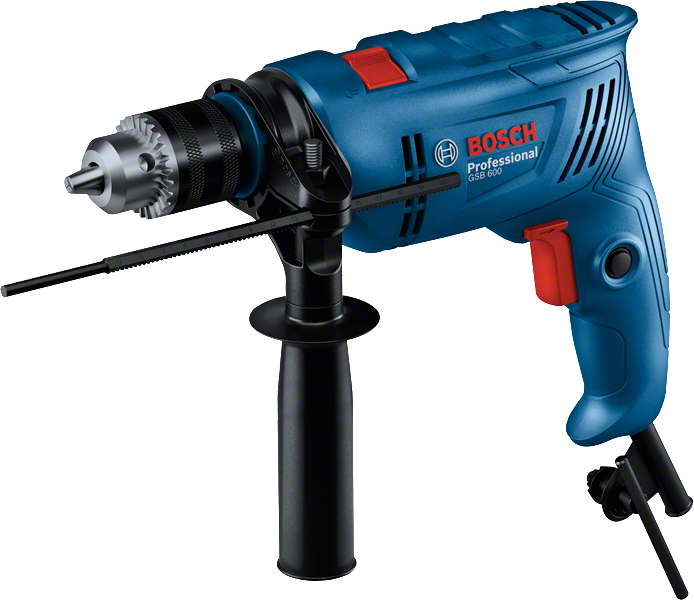 Máy khoan động lực Bosch GSB 600 có tay cầm bên hông.
