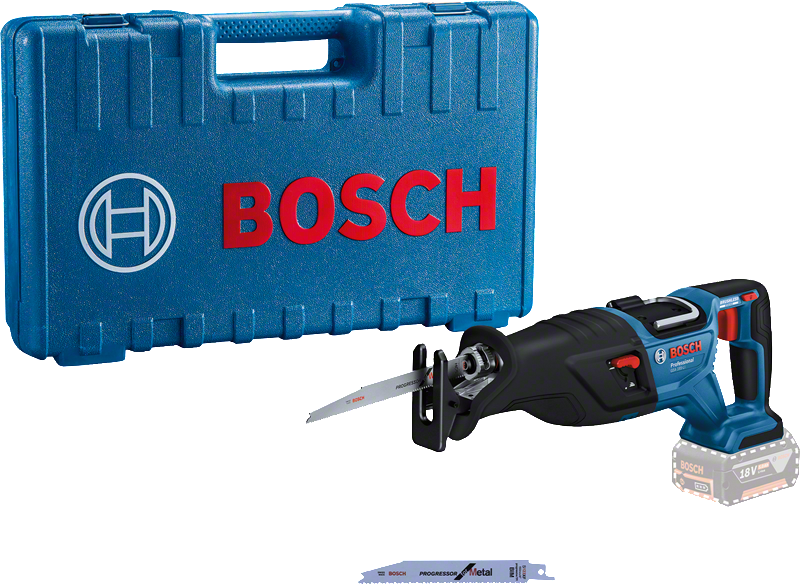 Máy cưa lọng dùng pin Bosch GSA 185-LI có hộp đựng.