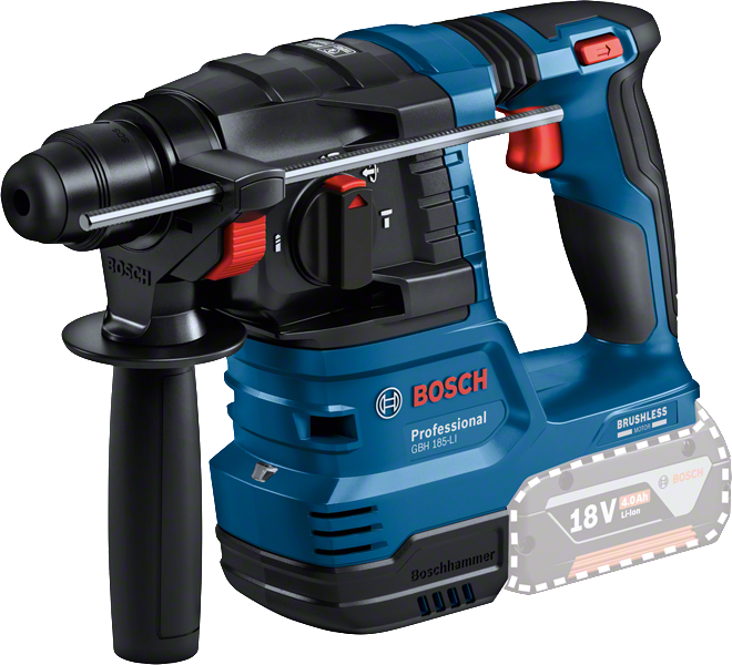 Máy khoan búa dùng pin Bosch GBH 185-LI sử dụng pin 18V 4.0Ah.
