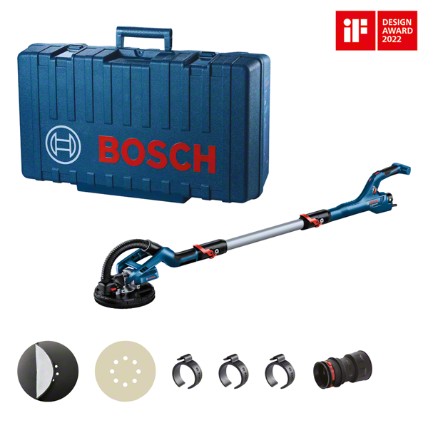 Bộ máy chà nhám tường thạch cao Bosch GTR 550 kèm phụ kiện.
