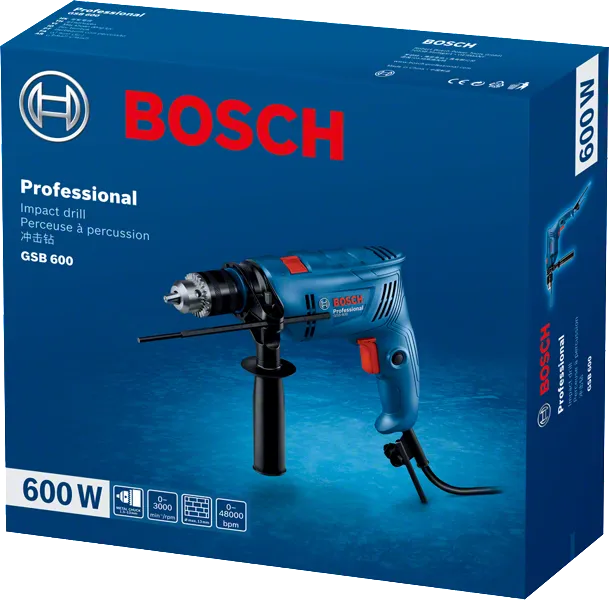 Bao bì máy khoan động lực Bosch GSB 600.