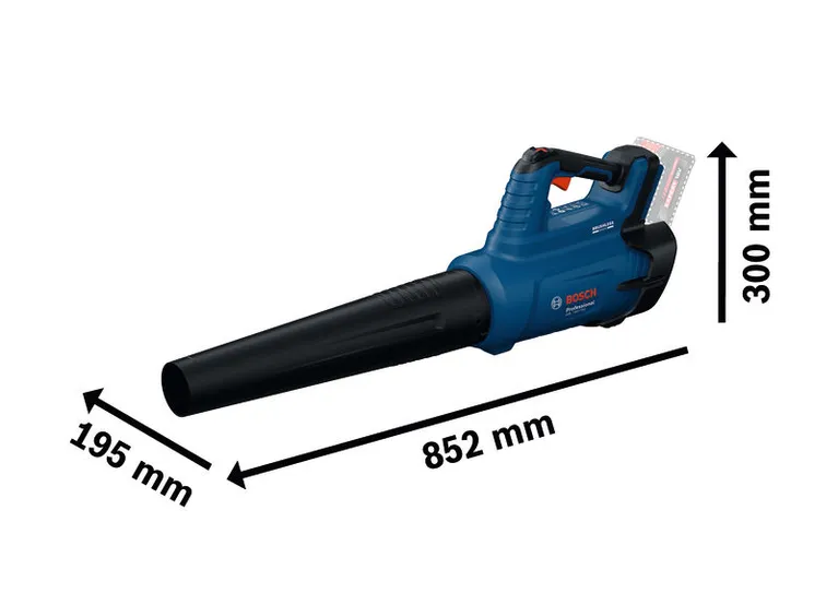 Máy thổi lá không dây Bosch GBL 18V-750 có kích thước.